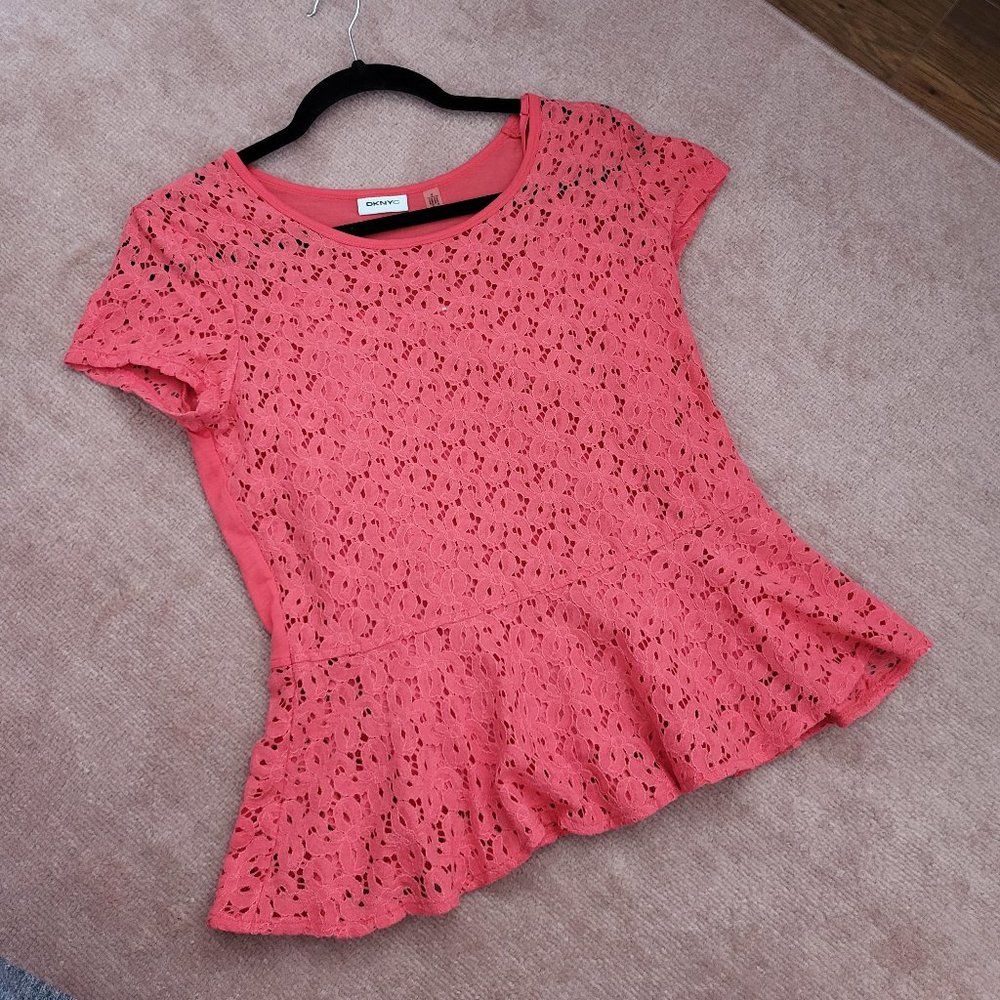 DKNYC Rose Colored Peplum top Size S